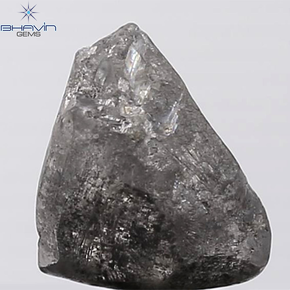 0.44 CT ラフシェイプ ナチュラル ダイヤモンド ブラック グレー (ソルト アンド パッパー) カラー I3 クラリティ (4.95 MM)