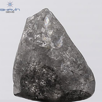 0.44 CT ラフシェイプ ナチュラル ダイヤモンド ブラック グレー (ソルト アンド パッパー) カラー I3 クラリティ (4.95 MM)