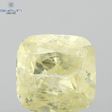 0.87 CT Cushion Shape Natural Diamond Yellow Color I3 Clarity (5.32 MM)