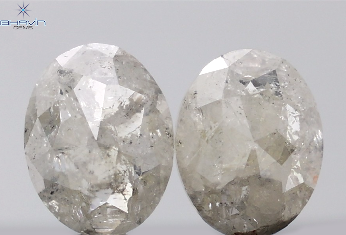 1.49 CT オーバルシェイプ 天然ダイヤモンド ソルトアンドペーパーカラー I3 クラリティ (8.15 MM)