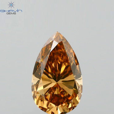 0.55 CT Pear Shape Natural Diamond Brown Pink Color VS2 Clarity (6.87 MM)