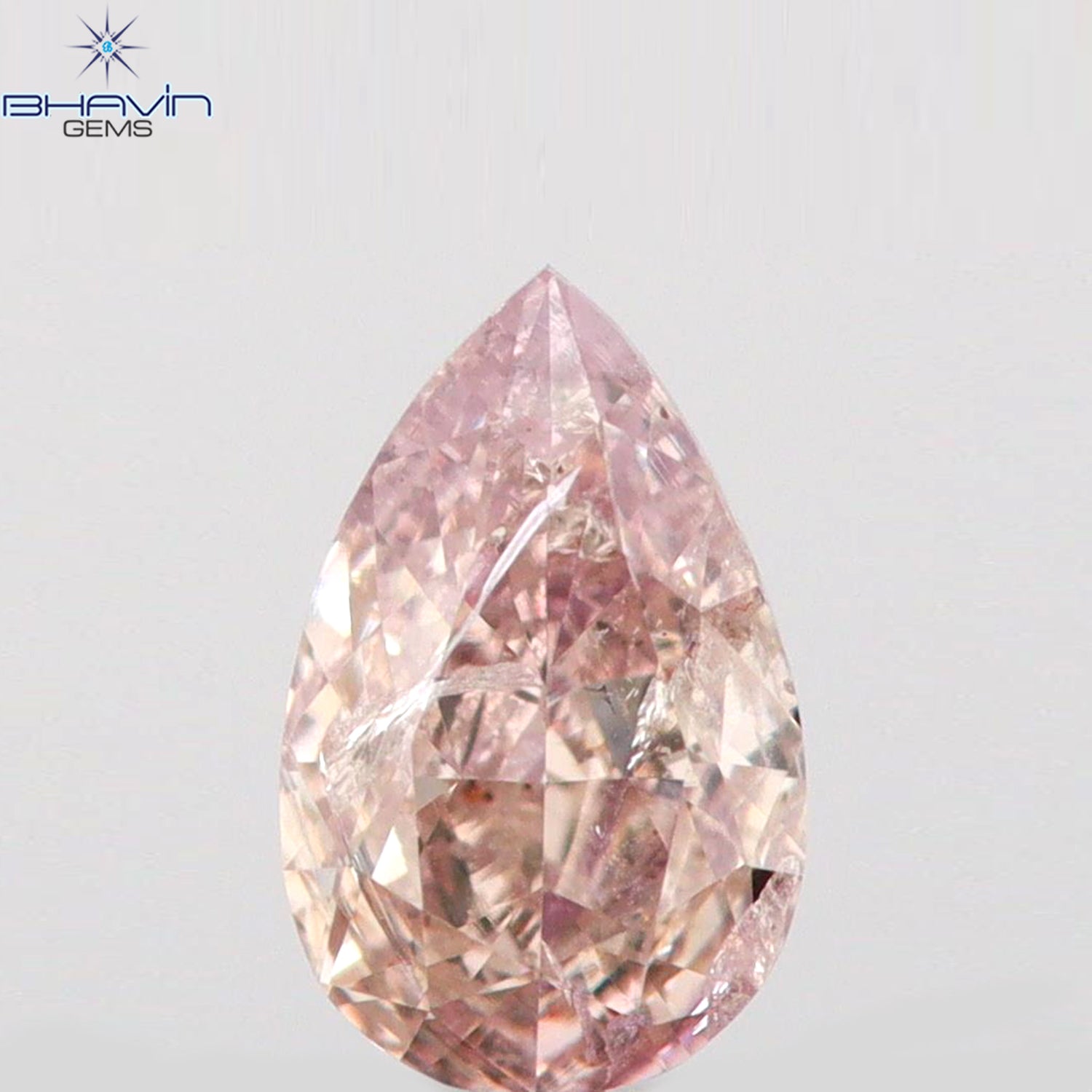 0.18 CT Pear Shape Natural Diamond Pink Color I1 Clarity (4.34 MM)