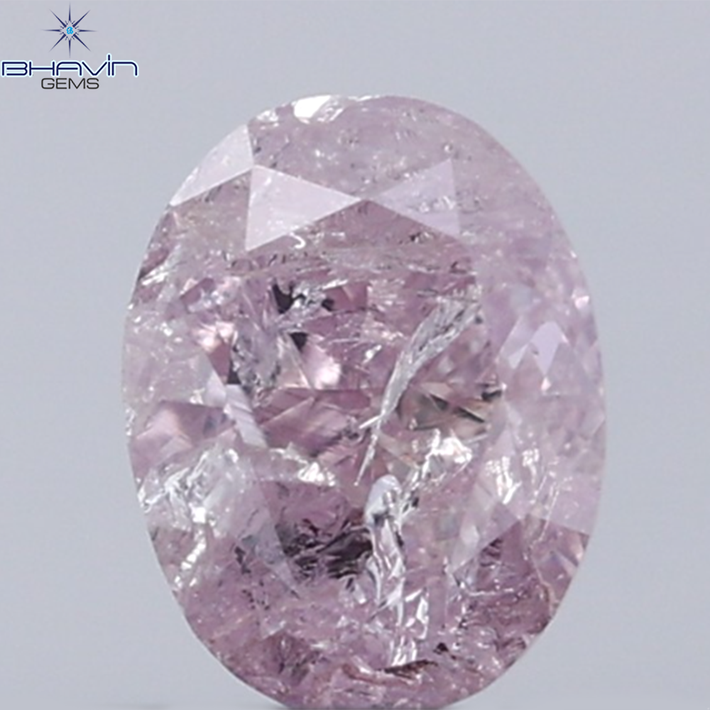 0.33 CT Oval Diamond Natural Pink Color I3 Clarity (4.38 MM)