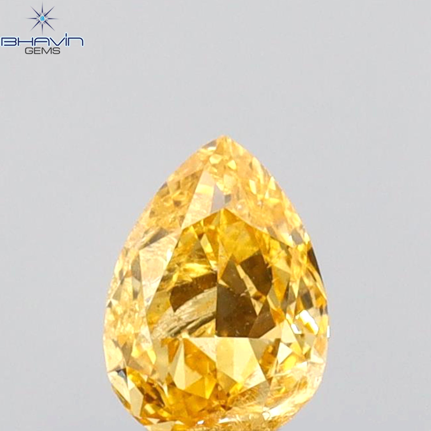 0.28 CT Pear Shape Natural Diamond Orange Yellow Color SI2 Clarity (5.16 MM)