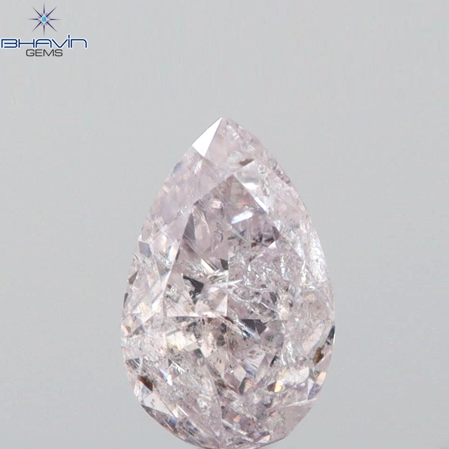 0.22 CT Pear Shape Natural Diamond Pink Color I2 Clarity (4.80 MM)