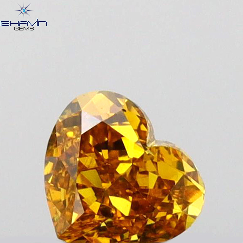 0.32 CT Heart Shape Natural Diamond Orange Color VS2 Clarity (3.95 MM)