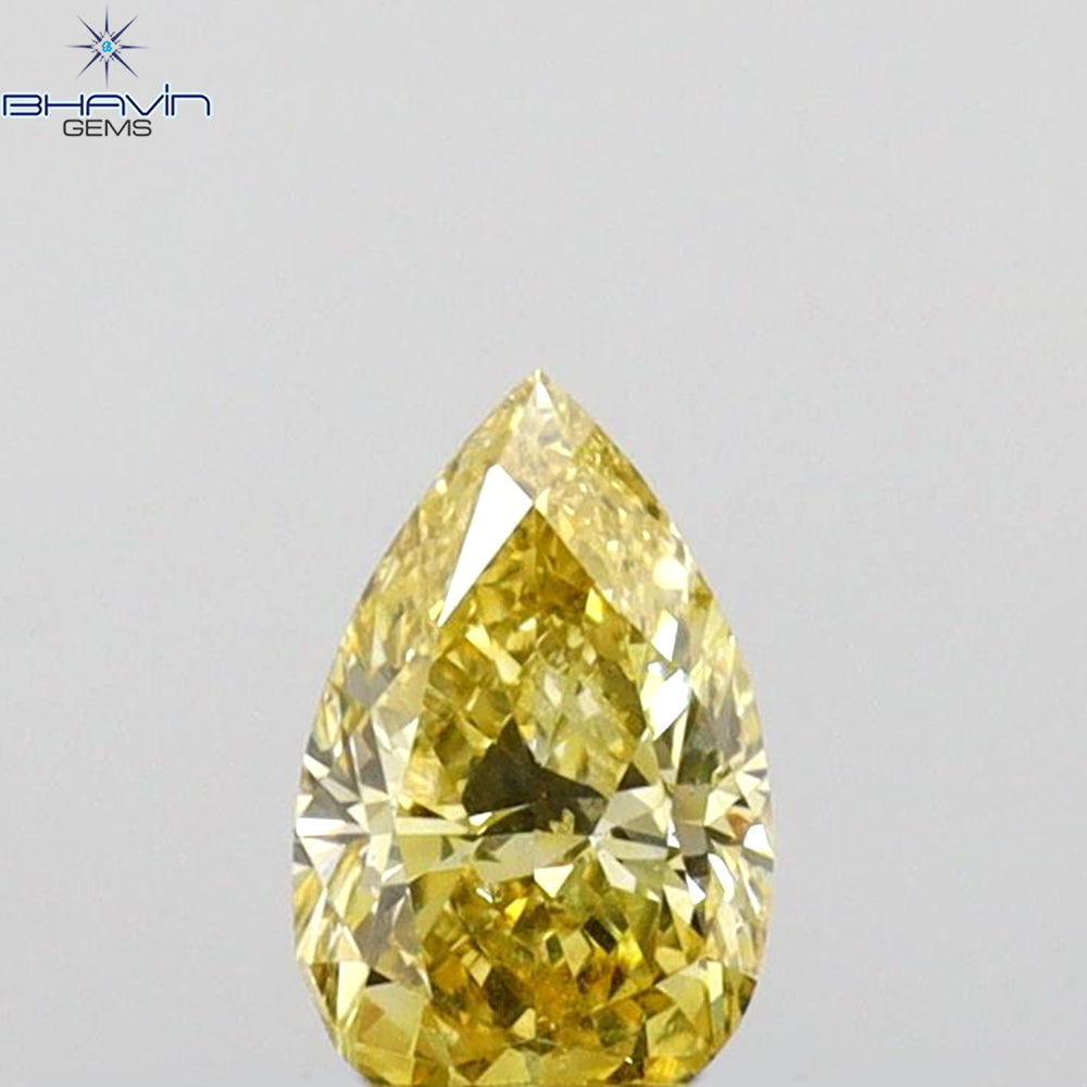 0.27 CT Pear Shape Natural Diamond Green (Chameleon) Color SI1 Clarity (5.34 MM)