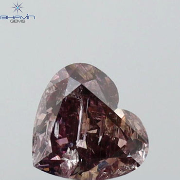 0.39 CT Heart Shape Natural Diamond Pink Color I2 Clarity (4.33 MM)