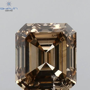 1.01 CT Asscher Shape Natural Loose Diamond Brown Color SI1 Clarity (5.70 MM)