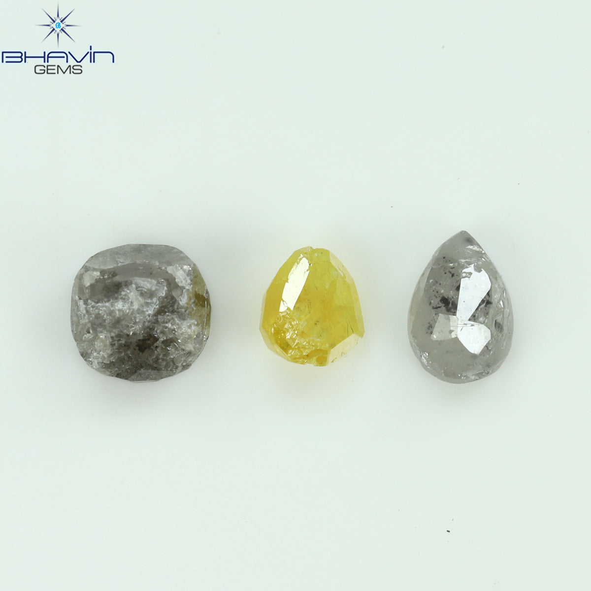 0.87 CT/3 Pcs Natural Uncut Diamond Mix Color Clarity I3 (4.00 MM)