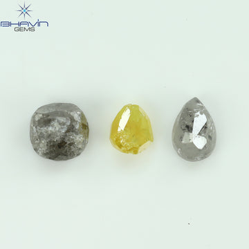 0.87 CT/3 Pcs Natural Uncut Diamond Mix Color Clarity I3 (4.00 MM)