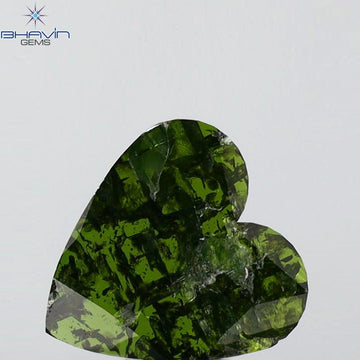 0.50 CT Heart Diamond Enhanced Green Color Clarity I3 (7.51 MM)