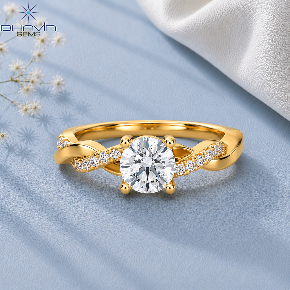 Round Cut Diamond Infinity Twist Engagement Ring