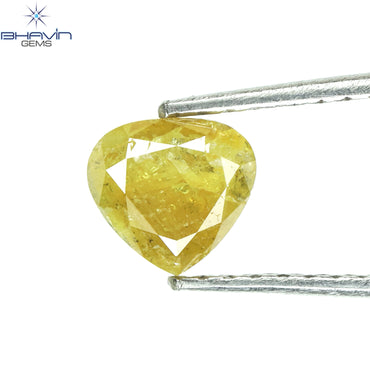 0.92 CT Heart Shape Natural Diamond Yellow Color I3 Clarity (5.75 MM)