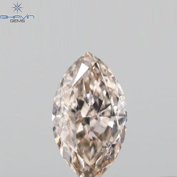 0.10 CT マーキス シェイプ ナチュラル ルース ダイヤモンド ブラウン ピンク カラー VS2 クラリティ (5.00 MM)