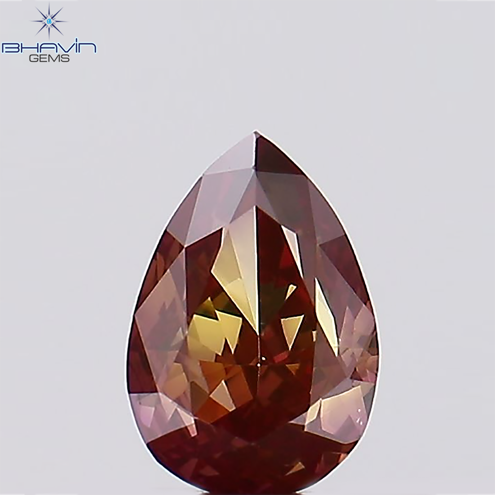 0.40 CT Natural Pear Diamond Enhanced Pink Color Clarity VS1 (5.39 MM)