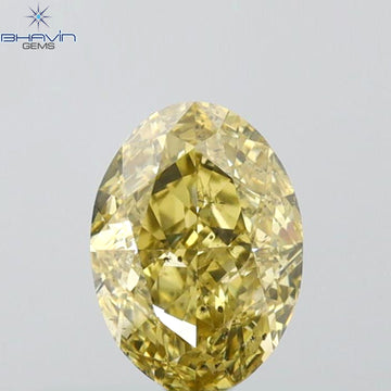 GIA Certified 1.01 CT Oval Shape Natural Diamond Brownish Greenish Yellow (CHAMELEON) Color SI2 Clarity (7.37 MM)