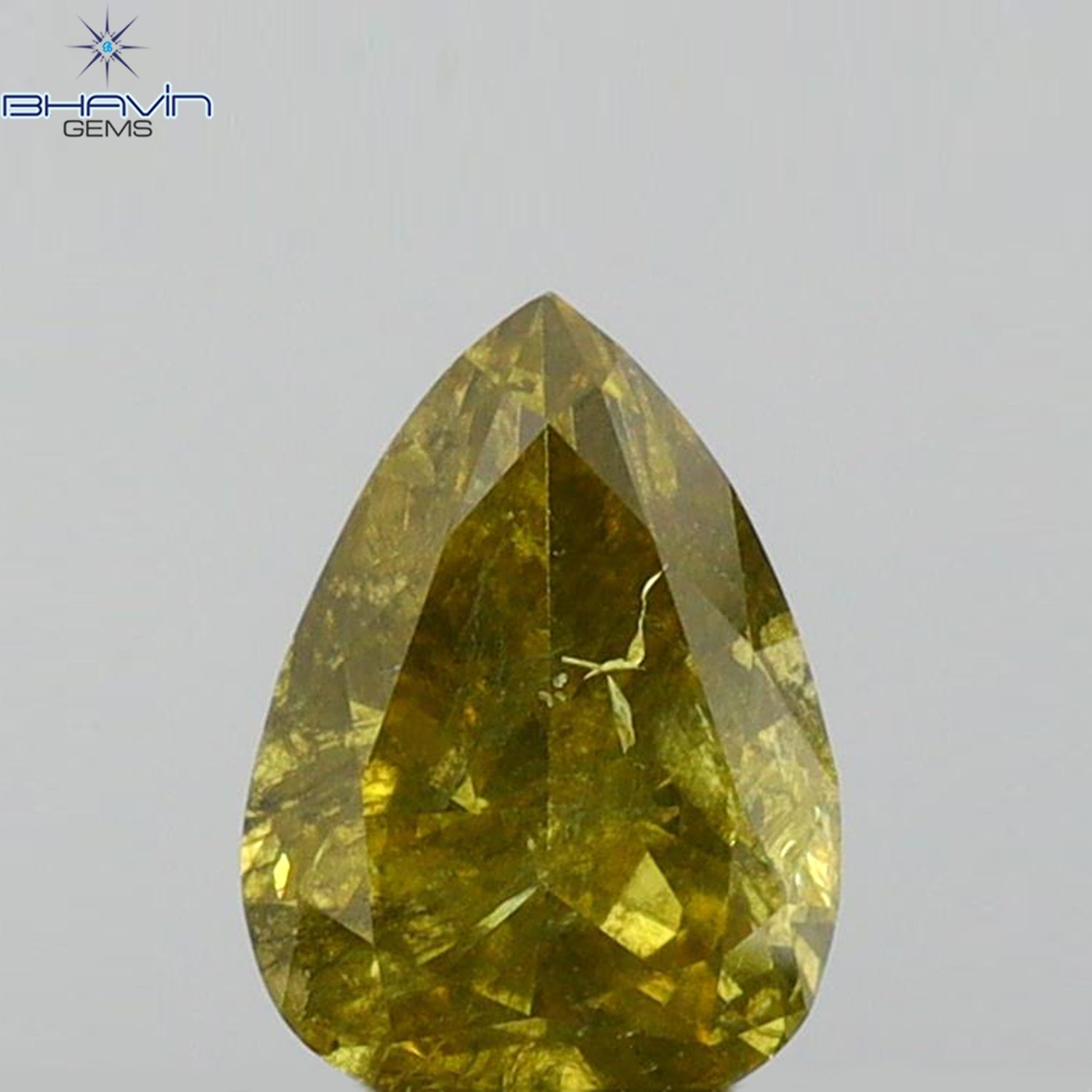 0.64 CT Pear Shape Natural Diamond Green Color I2 Clarity (6.48 MM)
