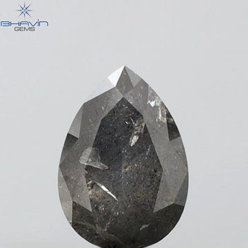 0.85 CT ペアシェイプ 天然ルースダイヤモンド ソルト＆ペッパーカラー I3 クラリティ (6.84 MM)