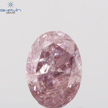 0.18 CT Natural Oval Diamond Pink Color Clarity I3 (4.09 MM)