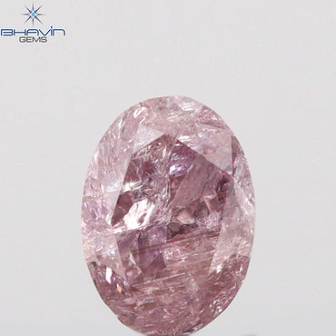 0.18 CT Oval Shape Natural Diamond Pink Color I3 Clarity (4.09 MM)