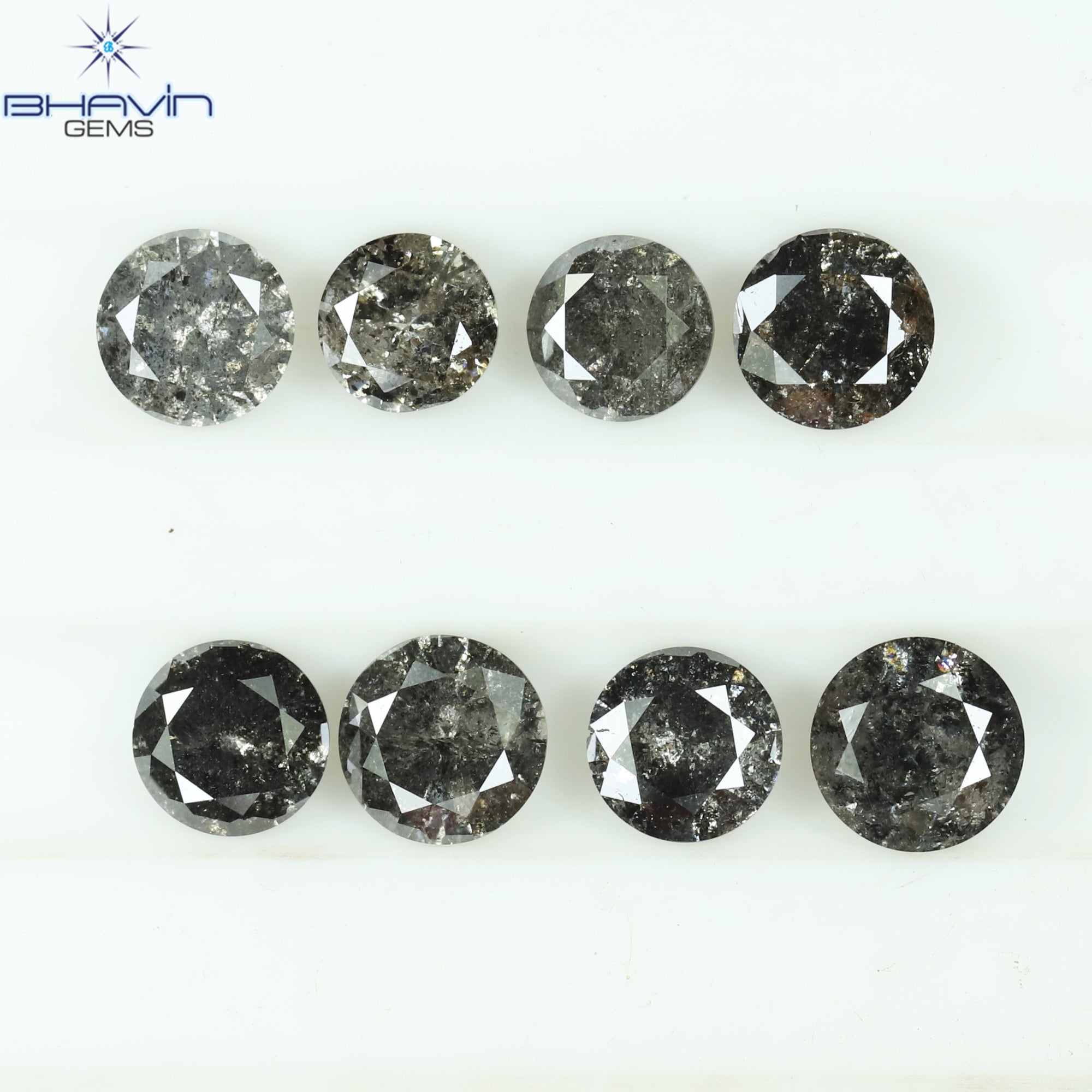 1.28 CT/8 Pcs Round Shape Natural Loose Diamond Salt And pepper Color I3 Clarity (3.50 MM)