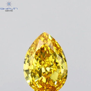 0.21 CT Pear Shape Natural Diamond Orange Color VS1 Clarity (4.66 MM)