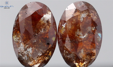 5.12 CT(2 Pcs) Oval Shape Natural Diamond Raddish Color I3 Clarity (13.01 MM)
