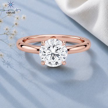 Round Brilliant Cut Solitaire Engagement Ring with Low-Profile Wire Basket in Rose Gold