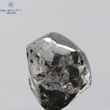 2.63 CT ラフシェイプ 天然ダイヤモンド ブラックグレー（ソルトアンドパッパー）カラー I3 クラリティ（7.68 MM）