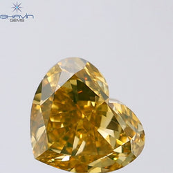 1.04 CT Heart Shape Natural Diamond Orange Yellow Color VS2 Clarity (6.64 MM)