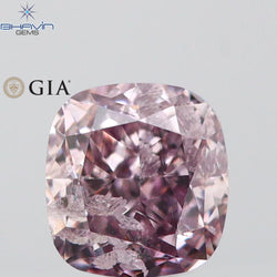 GIA Certified 0.42 CT Cushion Diamond Brownish Purplish Pink Color Natural Loose Diamond I2 Clarity (4.20 MM)