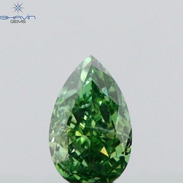 0.07 CT Natural Pear Diamond Enhanced Vivid Green Color Clarity VS2 (3.25 MM)