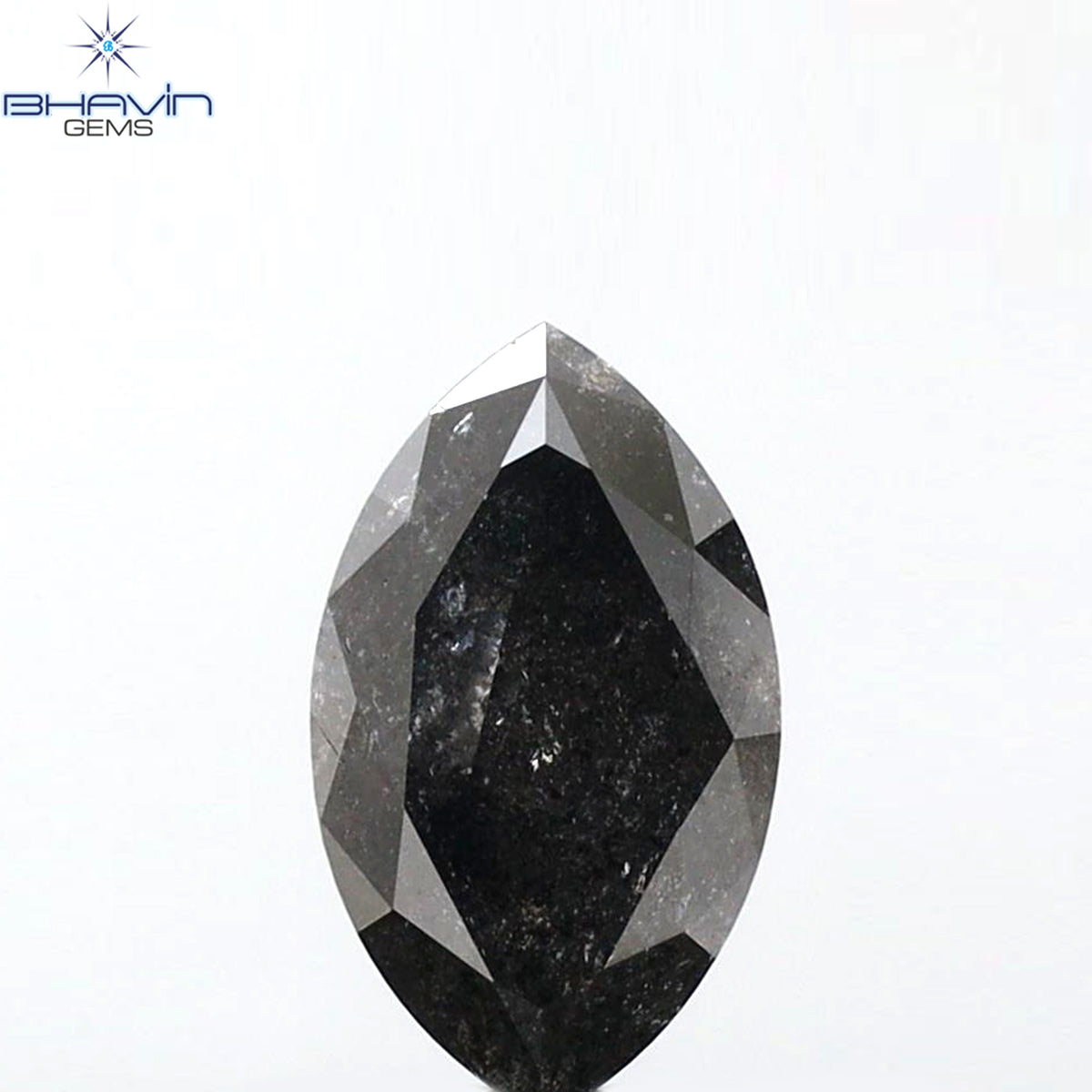 1.06 CT マーキスシェイプ 天然ルースダイヤモンド ブラック（ソルトアンドペッパー）カラー I3 クラリティ（9.08 MM）