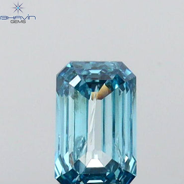 0.24 CT Emerald Shape Natural Diamond Blue Color I1 Clarity (4.29 MM)