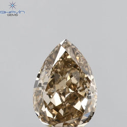 0.65 CT Pear Shape Natural Diamond Brown Color VS2 Clarity (6.82 MM)