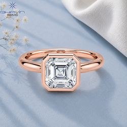 Asscher Cut Bezel Set Solitaire Engagement Ring in Rose Gold