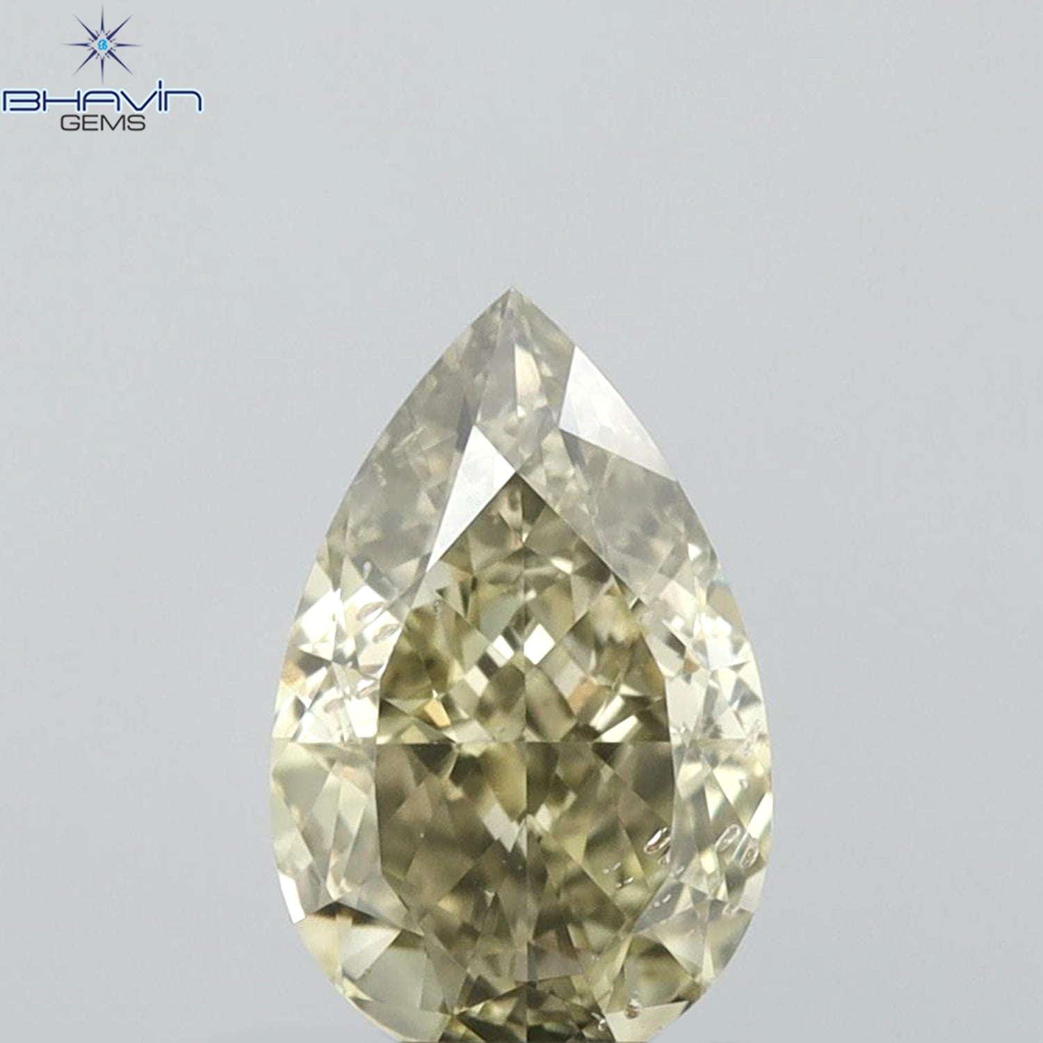 1.01 CT Pear Shape Natural Diamond Green Yellow Color SI1 Clarity (7.97 MM)