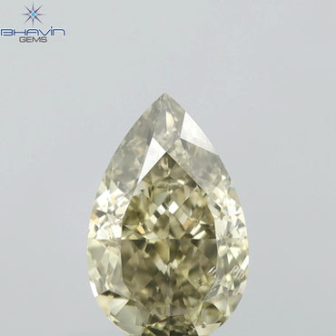 1.01 CT Pear Shape Natural Diamond Green Yellow Color SI1 Clarity (7.97 MM)