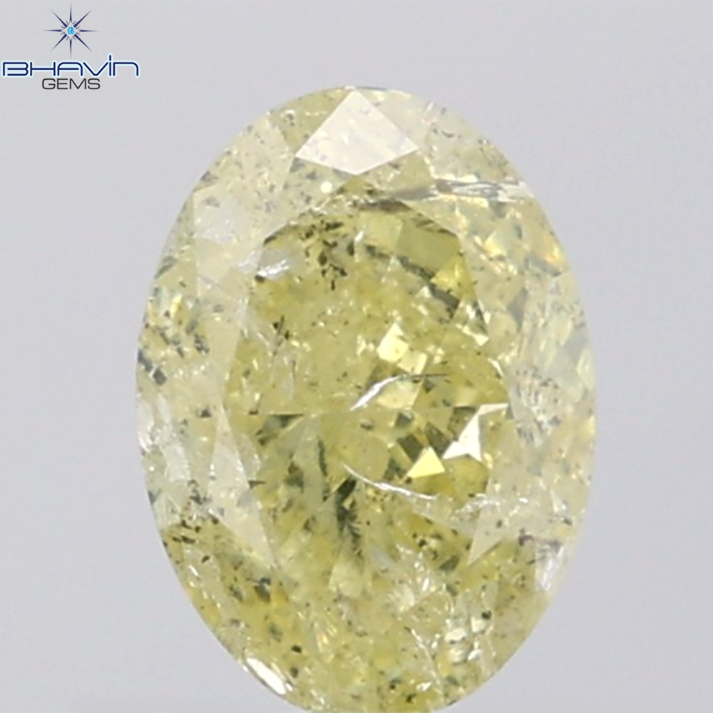 1.77 CT Oval Diamond Natural Yellow Color I1 Clarity (8.48 MM)