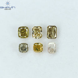 1.68 CT/6 Pcs Cushion Shape Natural Diamond Mix Color SI1 Clarity (4.50 MM)