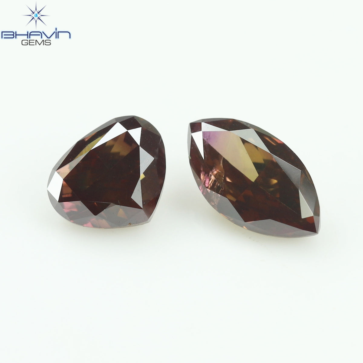 0.34 CT/3 ピース ミックス シェイプ ナチュラル ダイヤモンド グリーン ピンク カラー I1 クラリティ (4.37 MM)