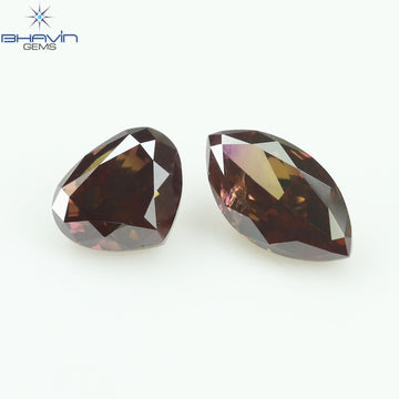 0.34 CT/3 ピース ミックス シェイプ ナチュラル ダイヤモンド グリーン ピンク カラー I1 クラリティ (4.37 MM)