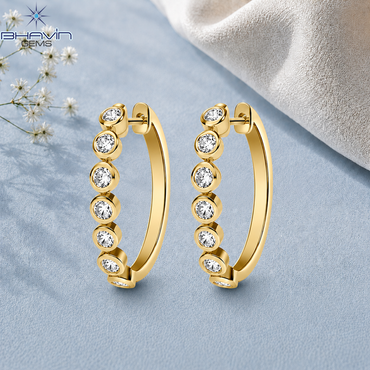 Bezel Diamond Hoop Earrings