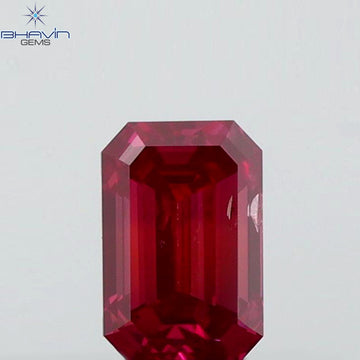 0.39 CT エメラルドシェイプ 天然ダイヤモンド ピンクカラー VS1 クラリティ (4.88 MM)