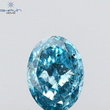 0.18 CT Natural Oval Diamond Enhanced Intense Blue Color Clarity SI2 (4.02 MM)