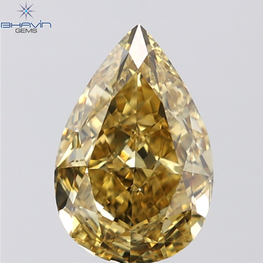 3.00 CT Pear Shape Natural Diamond Yellow Color VVS Clarity (11.30 MM)