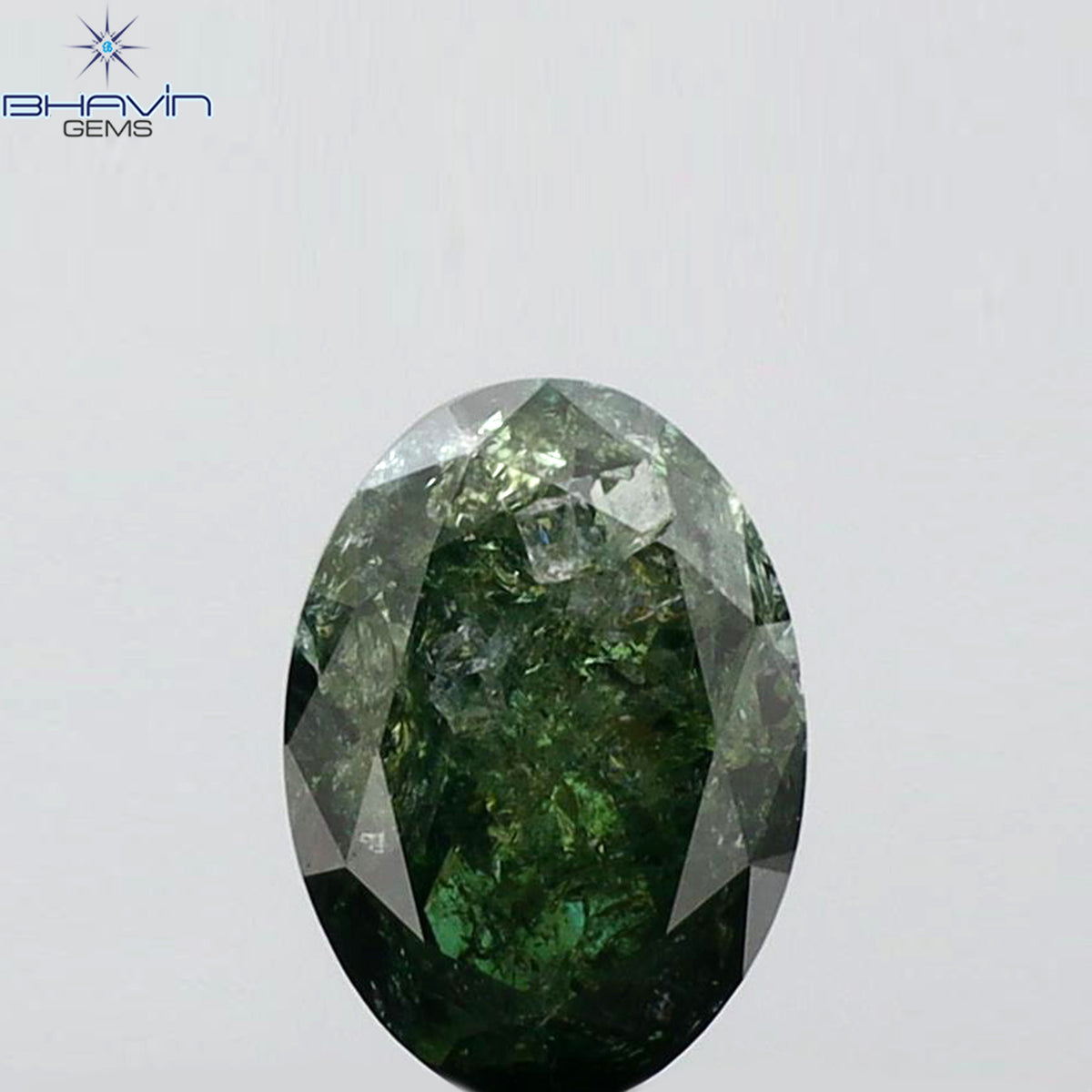 0.72 CT オーバルシェイプ 天然ダイヤモンド グリーンカラー I3 クラリティ (6.48 MM)