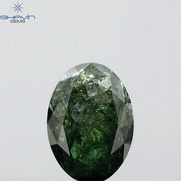 0.72 CT オーバルシェイプ 天然ダイヤモンド グリーンカラー I3 クラリティ (6.48 MM)