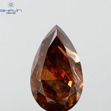 0.60 CT Pear Shape Natural Loose Diamond Brown Pink Color I3 Clarity (6.86 MM)